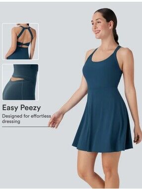 Flare Low Support Dance Active Dress-Longer Length-Easy Peezy Majolica Blue L